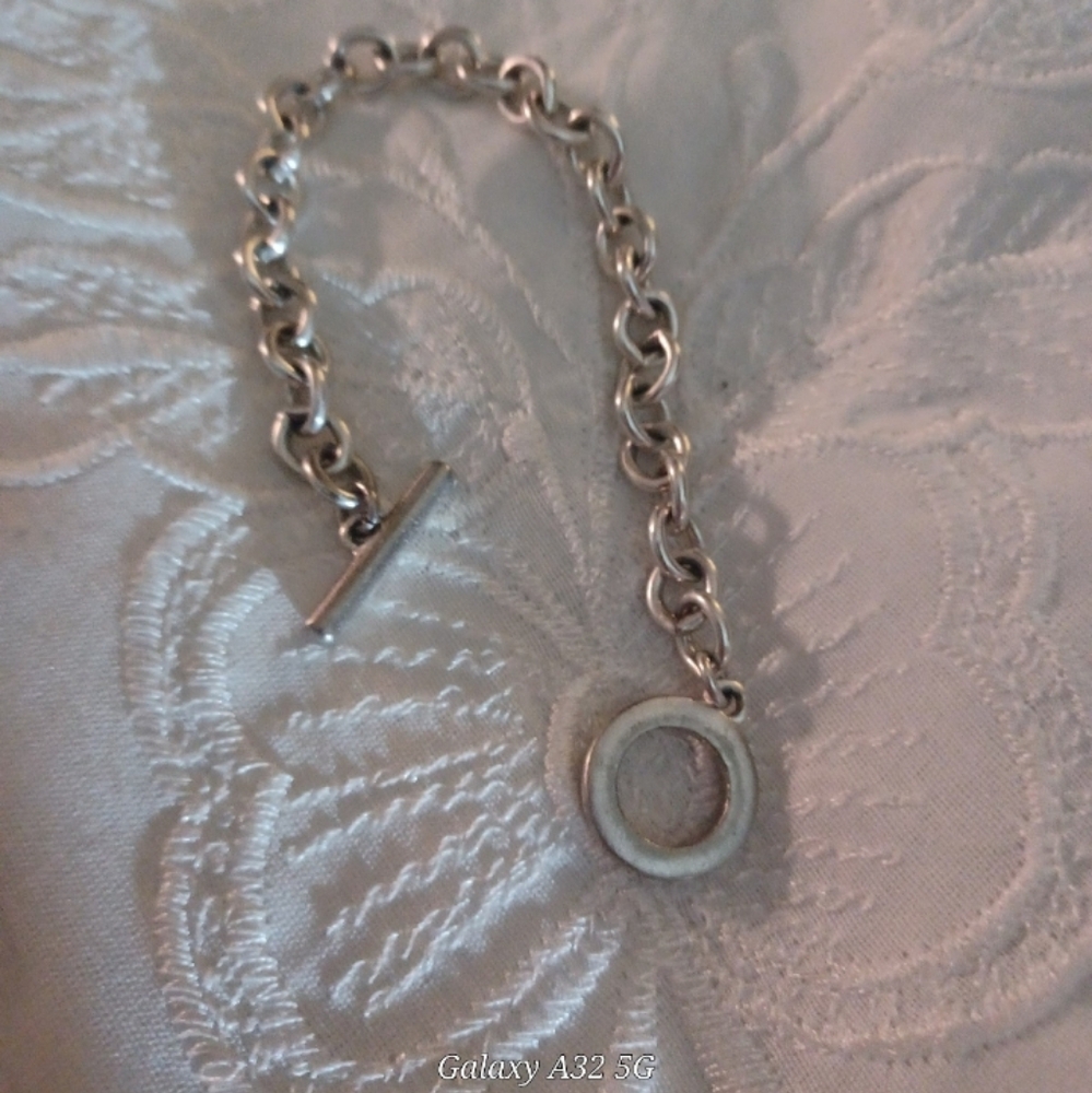 Solid 925 Sterling Silver Toggle Bracelet. - image 1